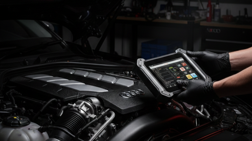 Zvou German Labs specialist diagnosing a German vehicle